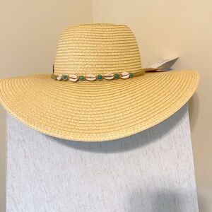 Island Beach Women’s Floppy Tan Beach Hat with Jute Shell / One Size / Brand NWT